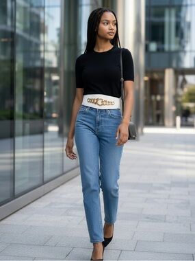 TOM- WHITE Vegan Leather Chain Corset Belt 25” up to 36” FINAL PRICE 🎈